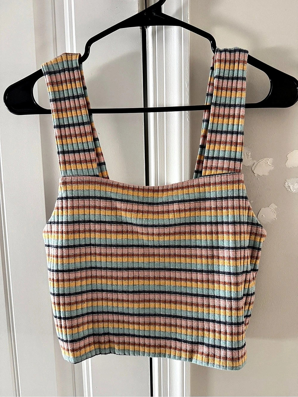 Striped Square Neck Crop Top